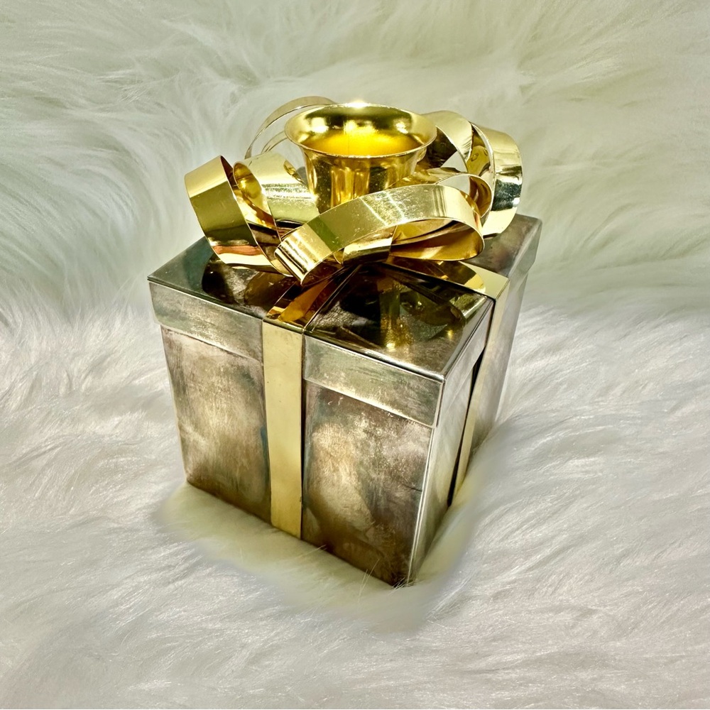 Vintage Godinger Elegant Brass and Silver Gift Box Taper Candle Holder